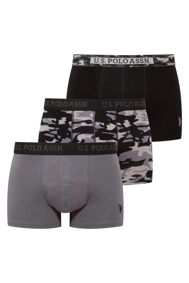 Siyah Antrasit Baskılı Pamuklu Erkek 3'lü Boxer Seti U.S. Polo Assn.