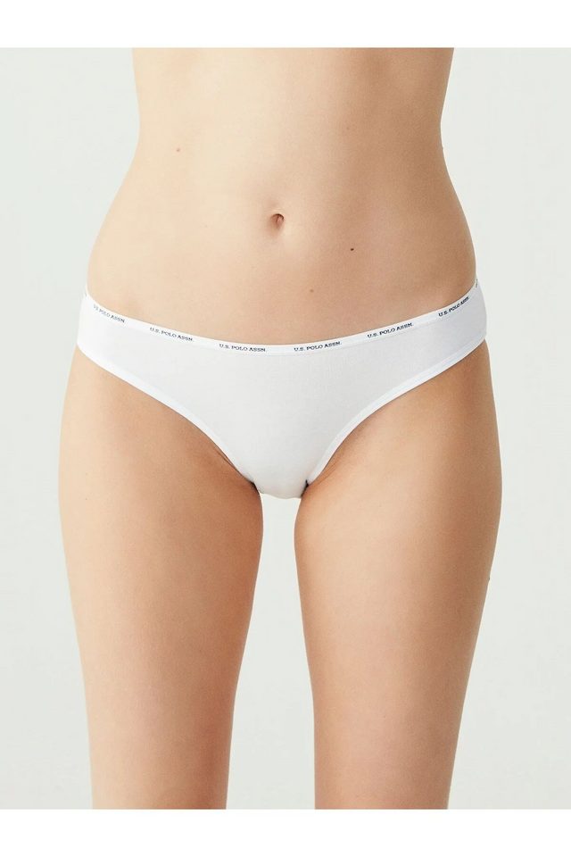 Siyah Beyaz Ten Pamuklu Logolu Lastik Bel Kadın 5'li Düşük Bel Slip Külot U.S. Polo Assn.