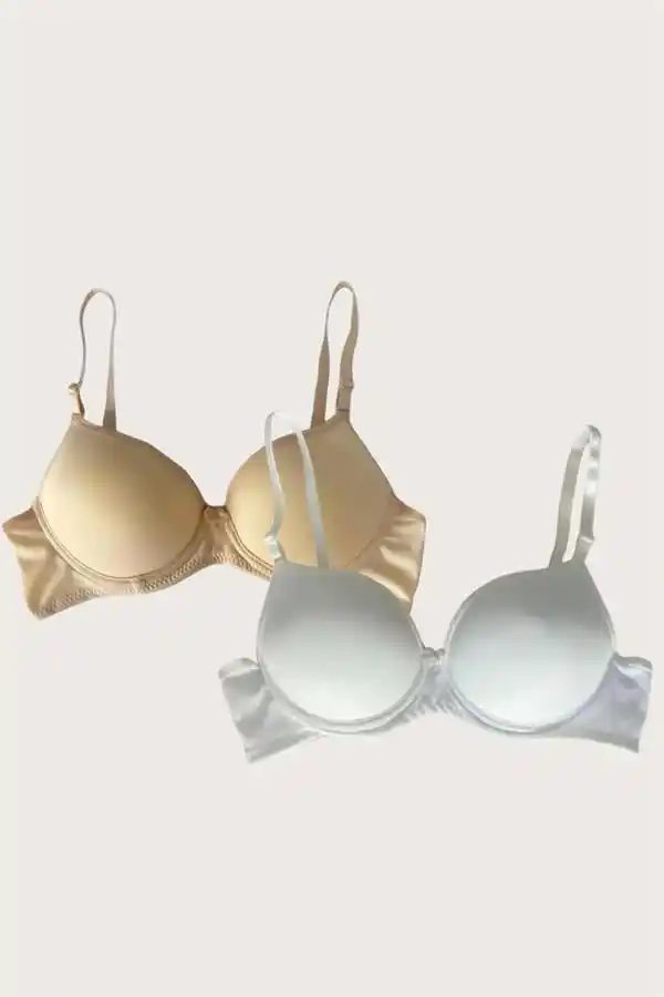 Ten Beyaz 2 li Mikro Kumaş Push Up Dolgulu Balenli Günlük Destekli Sütyen