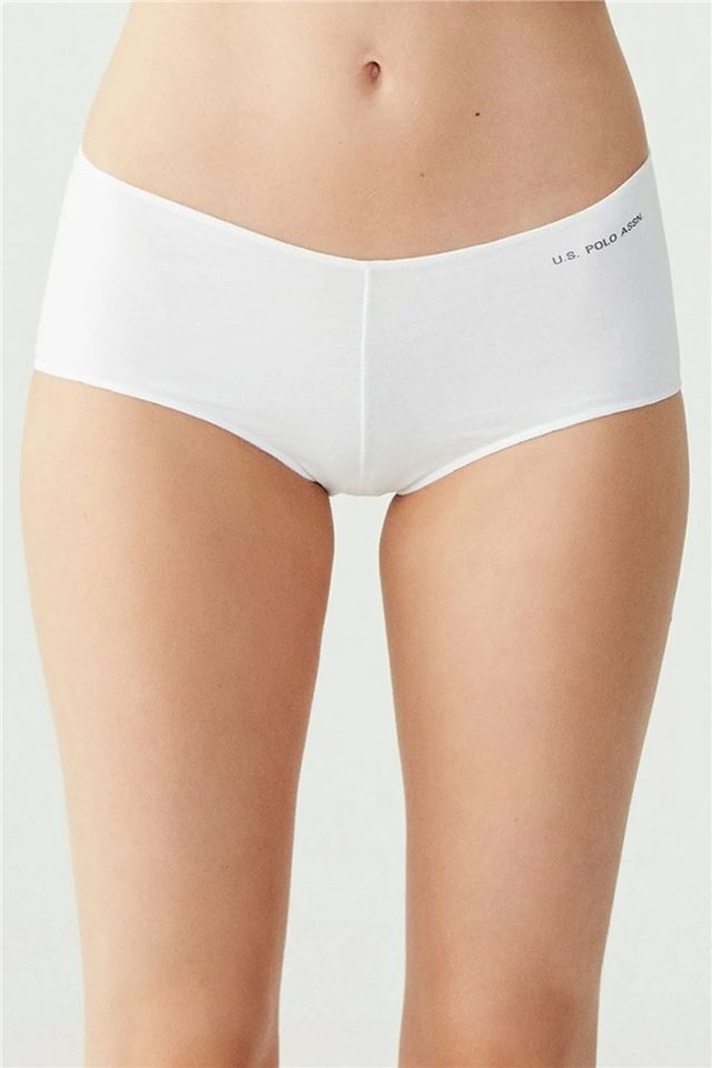 Ten Beyaz Fuşya Siyah Pamuk Karışımlı Likralı Logo Baskılı Kıl Lastik Bel Kadın 5'li Şort Külot U.S. Polo Assn.