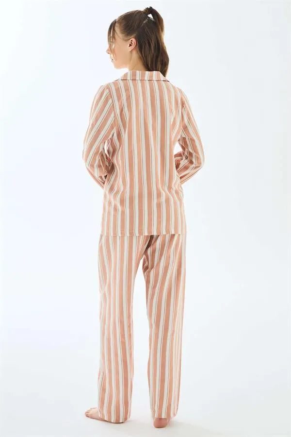 Viscose Çizgili Gömlek Pantolon Pijama Takımı